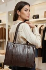 Tote Bag for Woman - PU Leather Stylish Large Office Women Handbags with Zip Closure | Structured Hand Bags for Women Stylish for Work, College & Daily